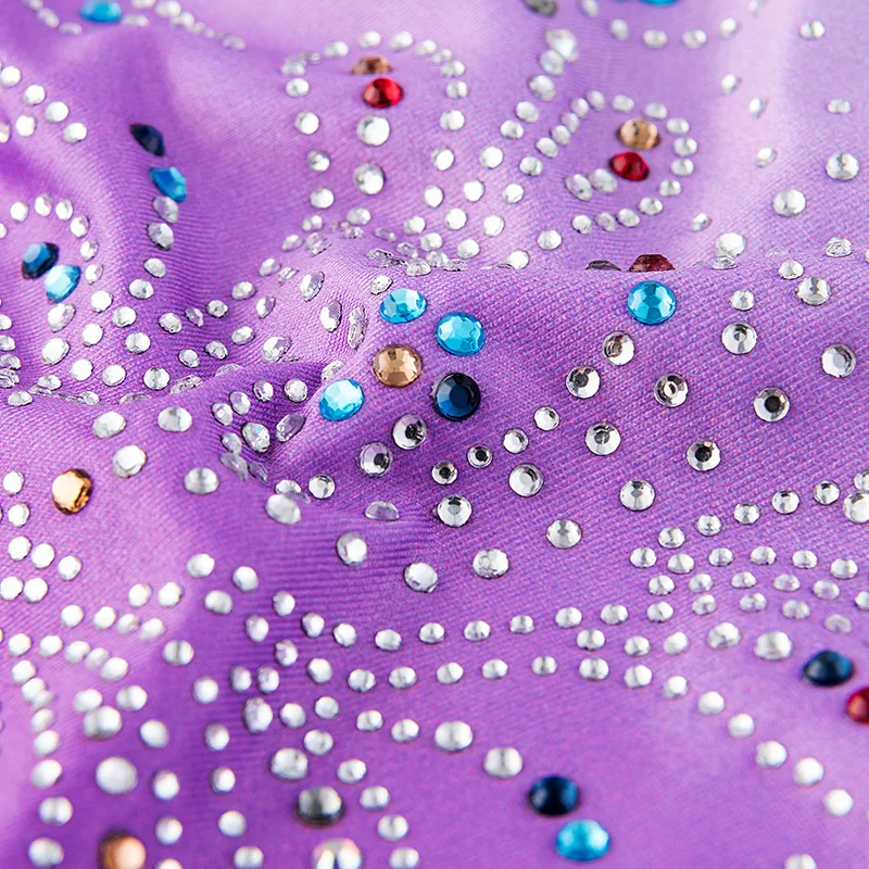 Шорты-майки для девочек, блестящий гимнастический танцевальный купальник с бриллиантами для девочек, акробатический танец с прекрасными узорами и блестящими пятнами