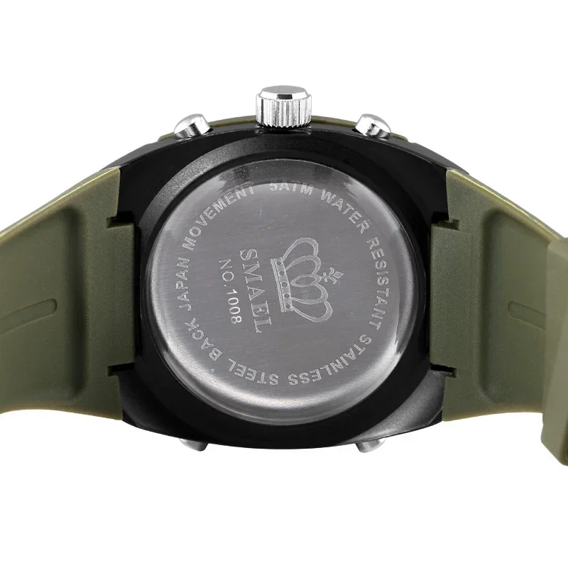 SMAEL-Montre analogique à quartz pour homme, accessoire de mode, style militaire, cadran en alliage, numérique, 1008