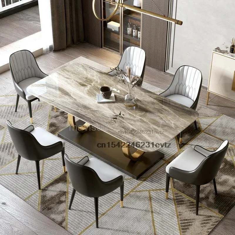 Dining Table Furniture Design Fashion Popular Portable Big Apartment Dining Table Chairs Combination Mesas De Jantar Household