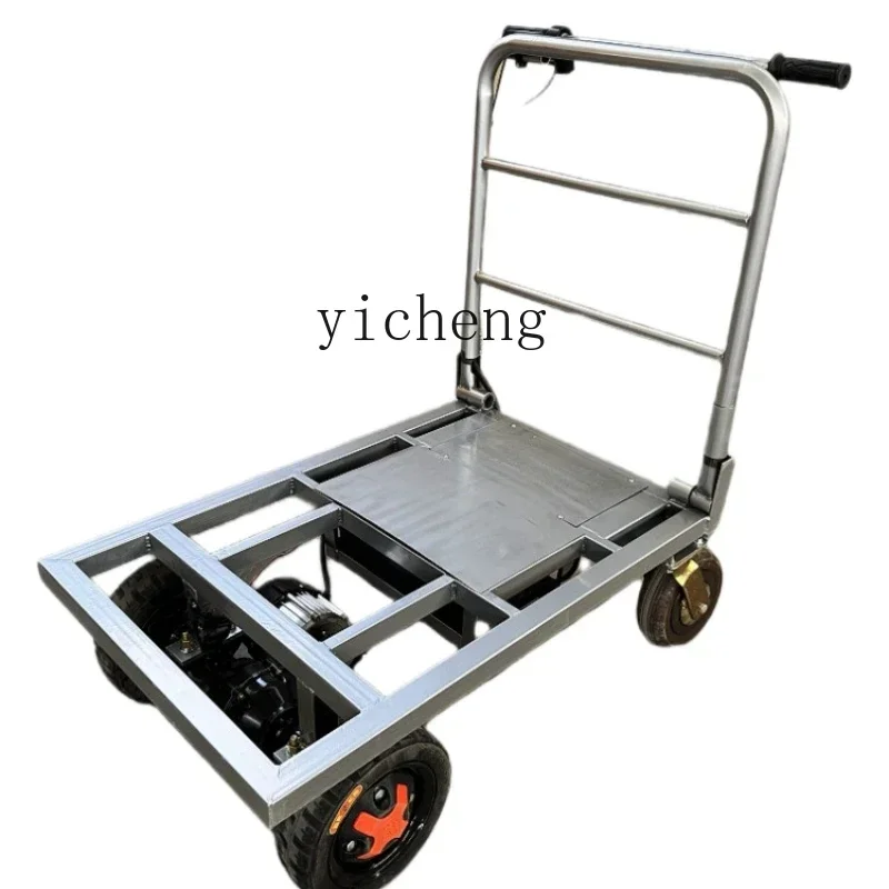 pulls sand cement electric hand push flatbed truck pulls tile truck into elevator foldable trolley