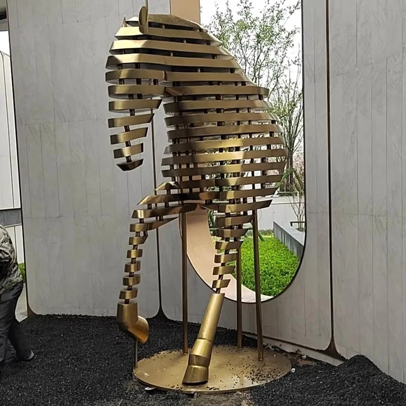 Home Garden Art Animal Statue Outdoor Large Stainless Steel Sculpture