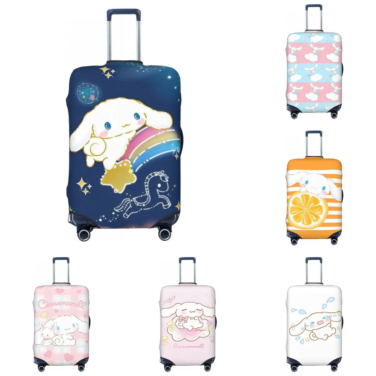 

MINISO Cute Cinnamoroll Kawaii Cartoon Suitcase Cover Travel Protector Vacation Strectch Luggage Accesories