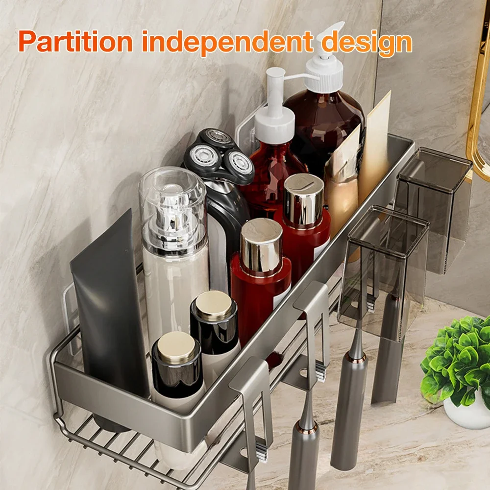 Grey Electric Toothbrush Holder for Bathroom Wall Toothbrush Stand Toothpaste Organizer Bathroom Shelf Bathroom Accessories