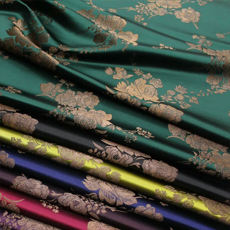 Jacquard Brocade Flower Fabrics for DIY Sewing Chinese Style Cheongsam Mongolian Robe Tibetan Robe Brocade Silk Fabric Material