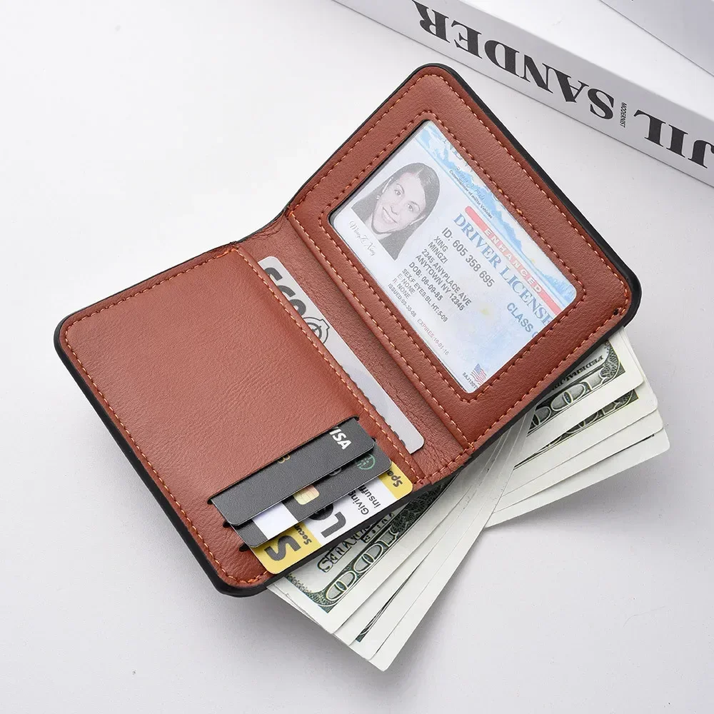 1Pc New Ultra-thin Mini Soft PU Leather Credit Card Wallet Holder Short Vertical High Quality Men's Small Short Wallets Purse