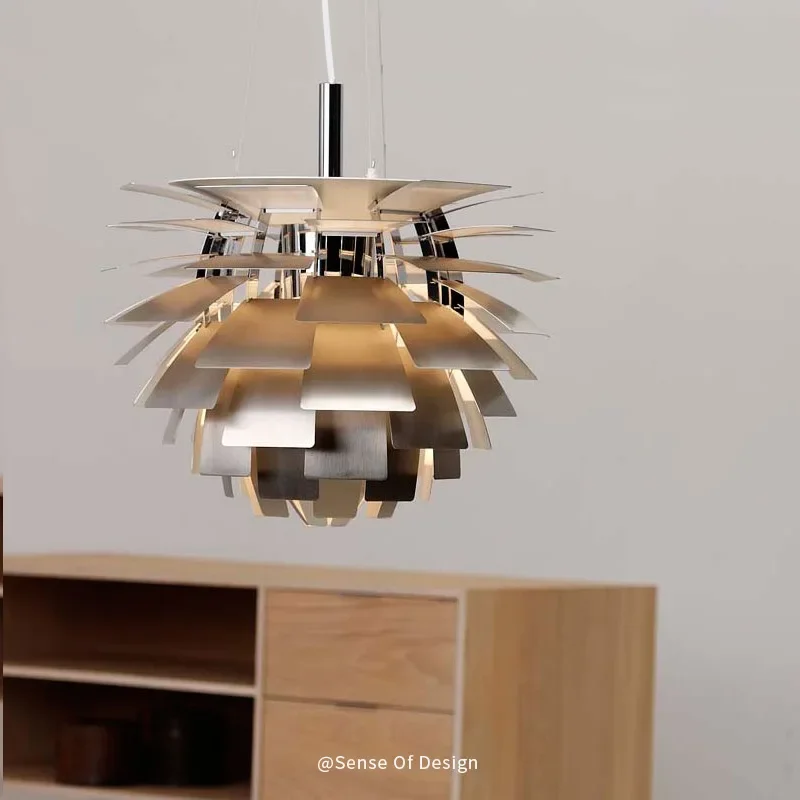 Artichoke Style Pinecone Pendant Light Modern LED Danish Design for Living Room Kitchen Home Decor Aluminum Hanging Chandelier