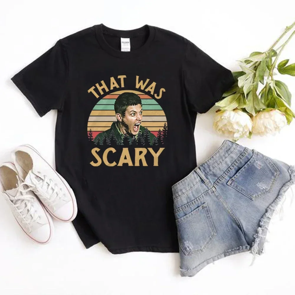 Dean Winchester Supernatural That Was Scary Funny Vintage T-Shirt Men Women Funny Short Sleeve Tshirt Top Casual Streetwear