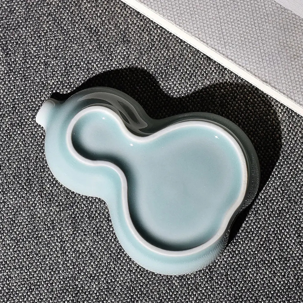 Fine Craftsmanship Gourd Form Ceramic Ink Dish Plate Multi Functional Calligraphy Ink Container Water Dish Brush Pen Holder