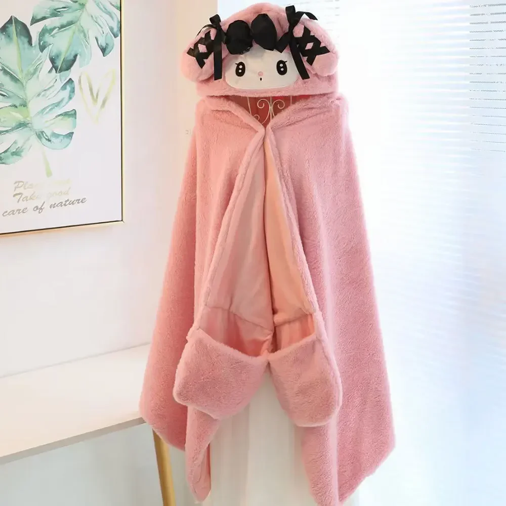 Minha melodia anime kuromi miniso nap macio kawaii casaco roupas bonito cobertor engrossado lance travesseiro linda boneca presentes para crianças