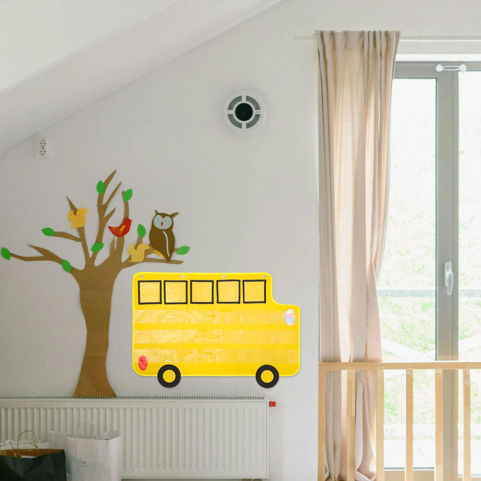 

Classroom Organizer Bus Shaped Pocket Chart Clear Pockets Alphabet Learning Wall Hanging Storage Educational Supplies