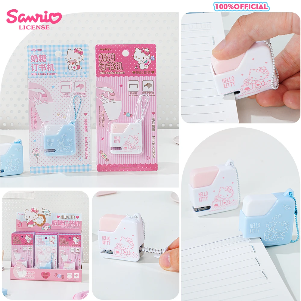Genuine Sanrio Hello Kitty Mini Stapler with 40pcs Nails Kawaii Portable Office School Staplers Stationery Supplies Wholesale
