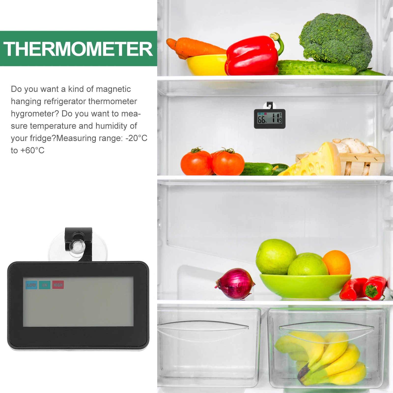 

Hygrometer Thermometer Mini White Plastic Temperature Humidity Gauge Kitchen Freezer Refrigerator Accurate Measurement Multi