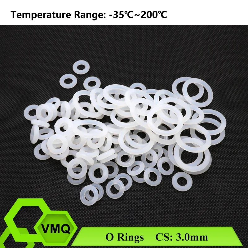 

10/50Pcs White Food Grade Silicone O Ring Gasket CS 3.0mm OD 10~ 150mm Waterproof Washer Round O Shape VMQ O Rings Silicone Ring