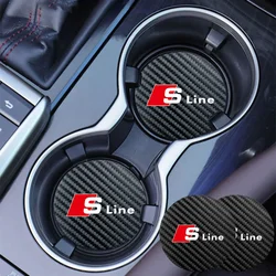 For Audi Sline A3 A1 A4 A6 B8 A5 B7 C7 A7 A8 B9 B6 C6 Q2 Q3 Q5 Q7 Q8 TT S3 2Pcs Leather Coaster Anti-noise Water Cup Pad Cushion