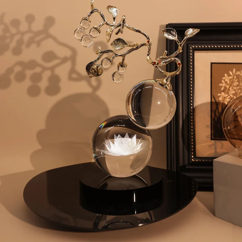 Crystal gourd ornament light luxury high-end lotus flower living room entrance TV cabinet decoration housewarming new home