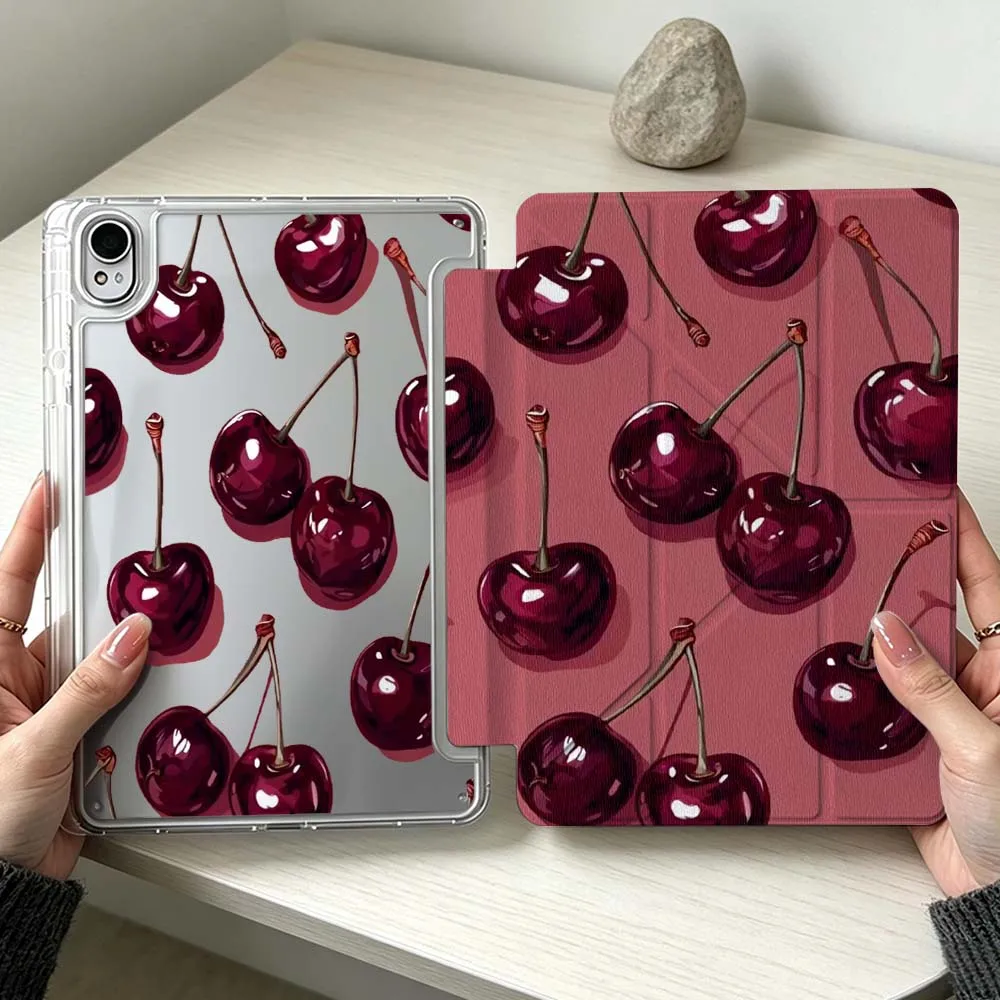 

Luxury Red Cherry Pattern Soft For Huawei MatePad Pro SE Air 12X Honor Pad 9 V9 GT X9a X9 Foldable 3Y Tablet Case
