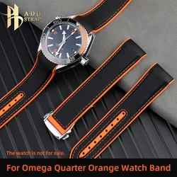 Waterproof Silicone Watch Strap For Omega Seamaster 600 Quarter Orange Sports Rubber Watch Band 21MM 22MM Soft Belt For Men