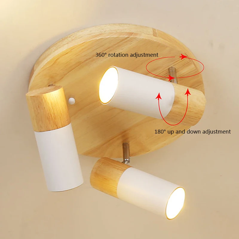 Wooden LED Cloakroom Ceiling Lights Lamp Spotlight For Balcony Aisle Corridor Entry Hallway Decoration Indoor Lighting Rotatabls