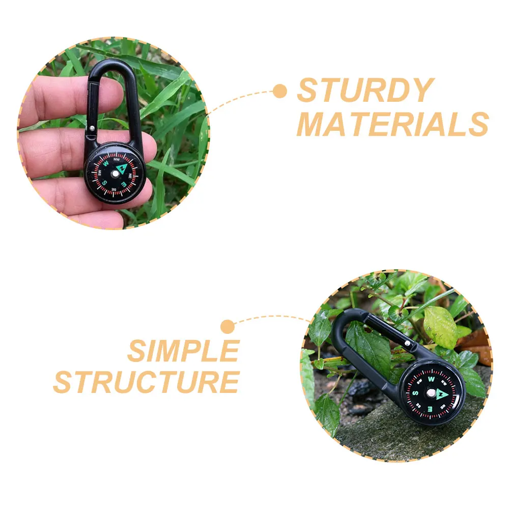 

2Pcs Compass Portable Survival Hunting Hook Climbing Carabiner Hiking Supplies Pocket WearResistant DoubleSided Navigation Tool