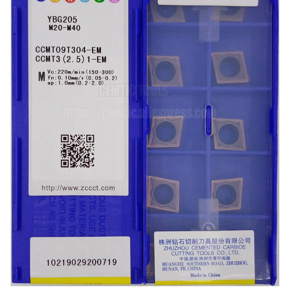 ZCC CCMT-insertos de carburo de torneado CNC, CCMT09T304-EM, YBG205, CCMT09T308-EM, YBG205, CCMT09T304-TC, YB7315, CCMT09T308-TC, YB7315