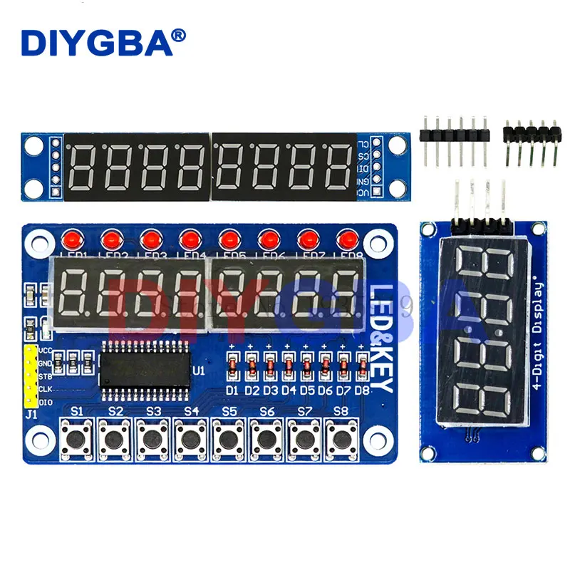 TM1637 4 Bits / TM1638 / MAX7219 8 bit Digital LED Display Module 7 Segment 0.36Inch Clock RED Anode Tube Four Serial Driver