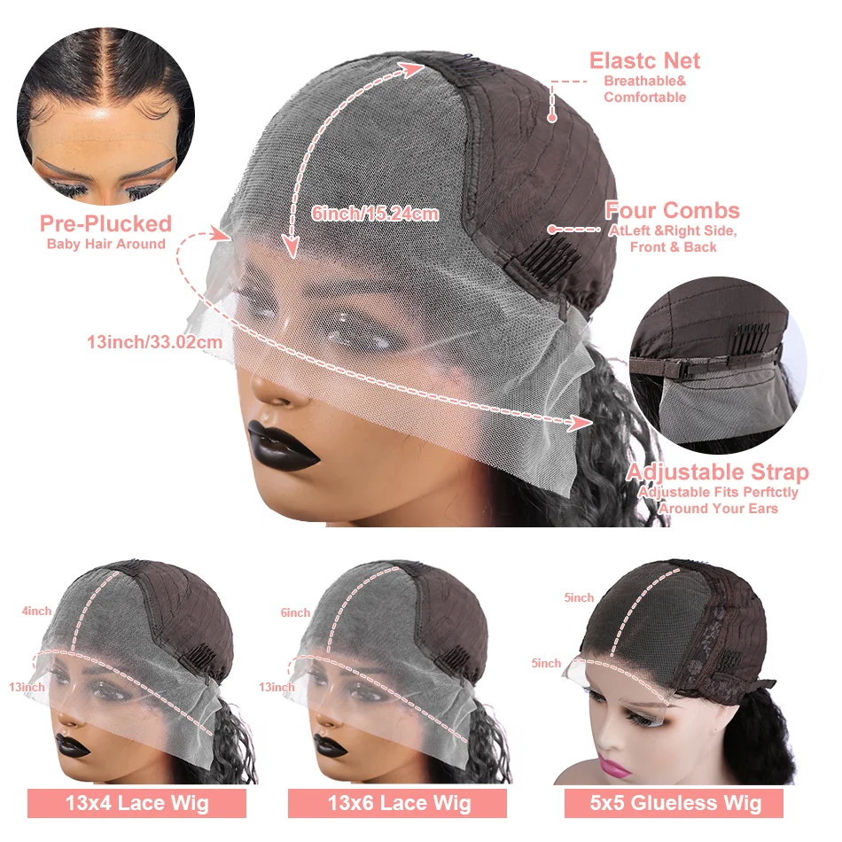 HD 250% Brazilian Curly Short Bob 13x6 Lace Front Human Hair Wigs Brazilian Deep Wave 13x4 Transparent Lace Frontal Remy Wig 5x5 Glueless Wig For Women