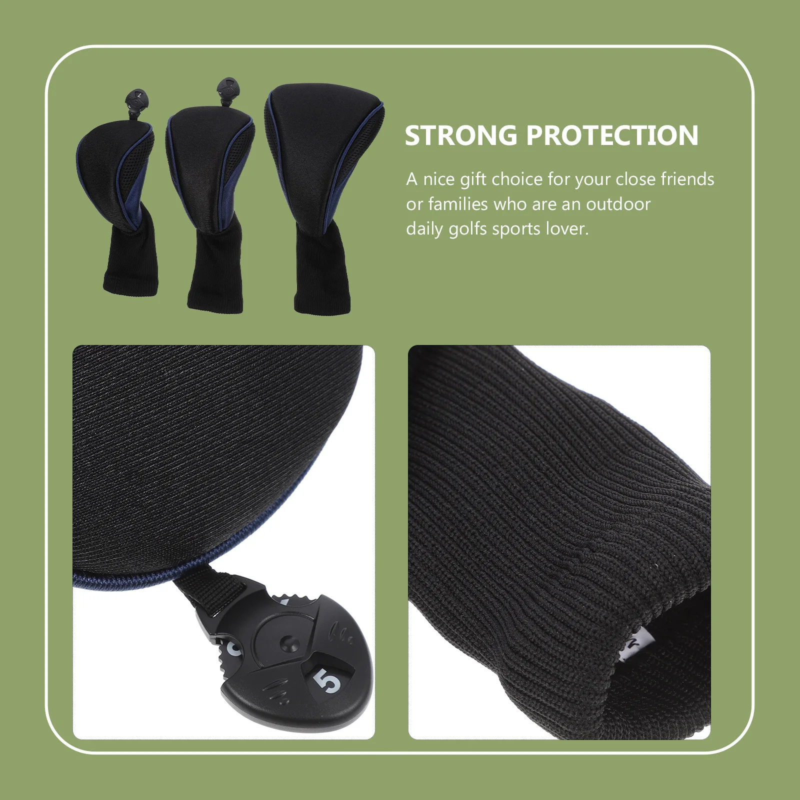 

3Pcs Golf Club Covers Exquisite Mesh Iron Putter Protector Set for Travel Wood Ut Chicken Head Identification Club Covers
