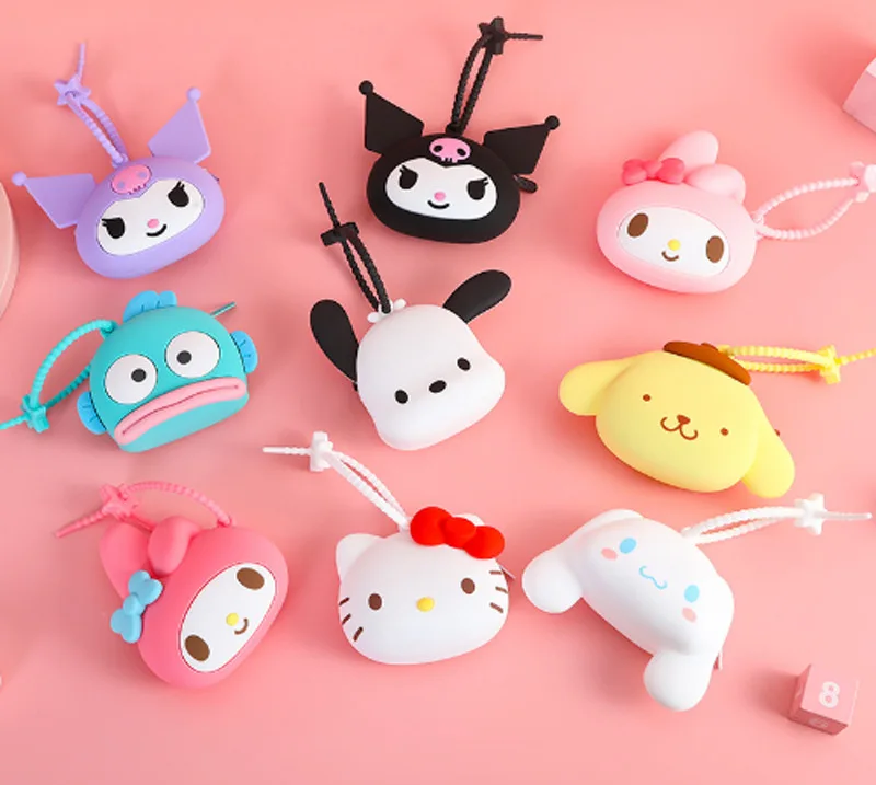 Sanrio модный кошелек для монет с мультяшным персонажем Hello Kitty Kuromi Мелодия Кошелек для монет сумка для наушников брелок силиконовая сумка