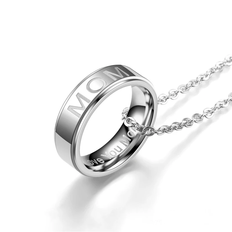 New Fashion Stainless Steel Hand Jewelry DAD MOM Ring Necklace Titanium Steel Pendant N1422