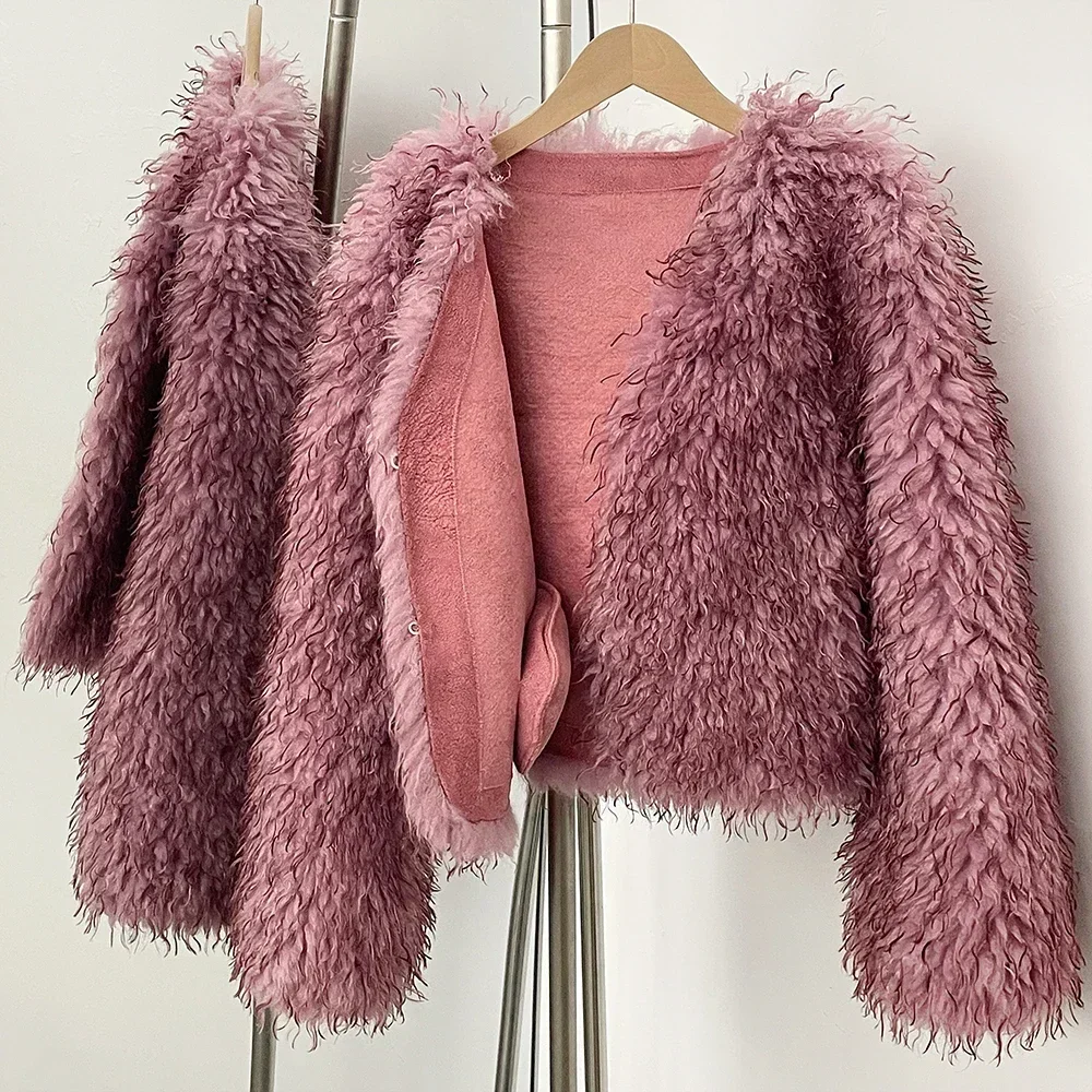 معطف نسائي من الفرو الصناعي معطف شتوي أنثى المناخ الكوري العديد من عباءة خارجية سترة السيدات الملابس الفاخرة امرأة المصممين ملابس خارجية #3