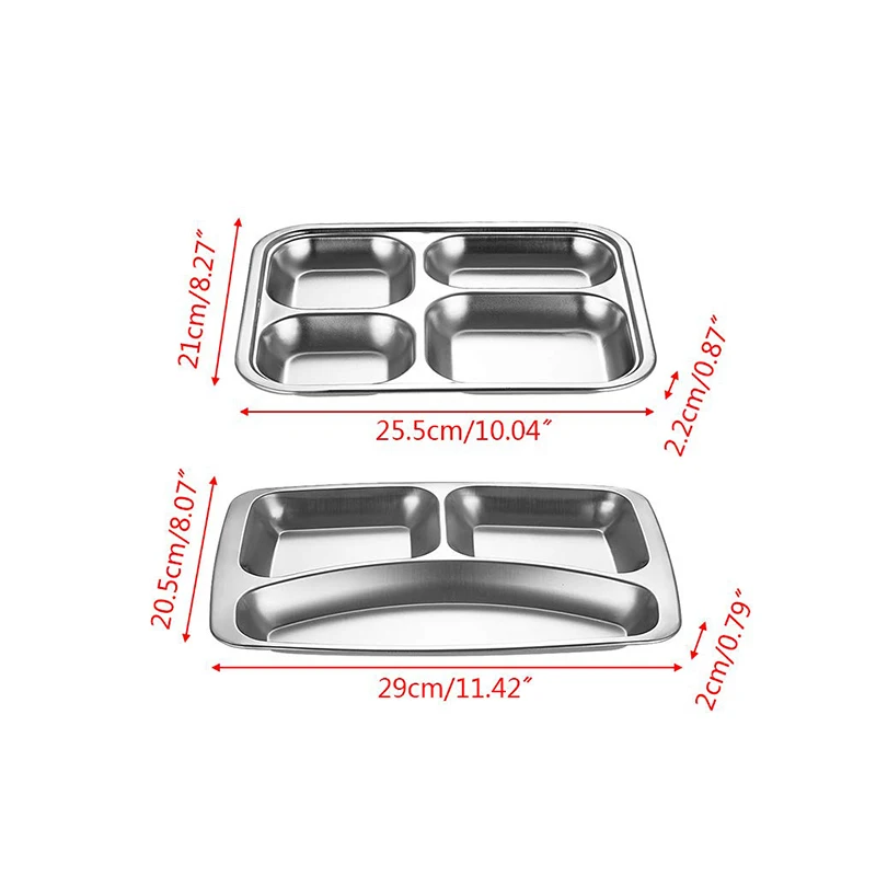 Stainless Steel Dining Plate Compartment Plate Children Fruit Snack Tray Baby Bowl Kitchen Tableware