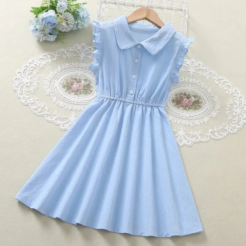 

2023 new teenager spring Summer Kids girls Fold Dresses Formal Princess Children braces maid skirt 4 5 6 7 8 10 11 12 13 Years