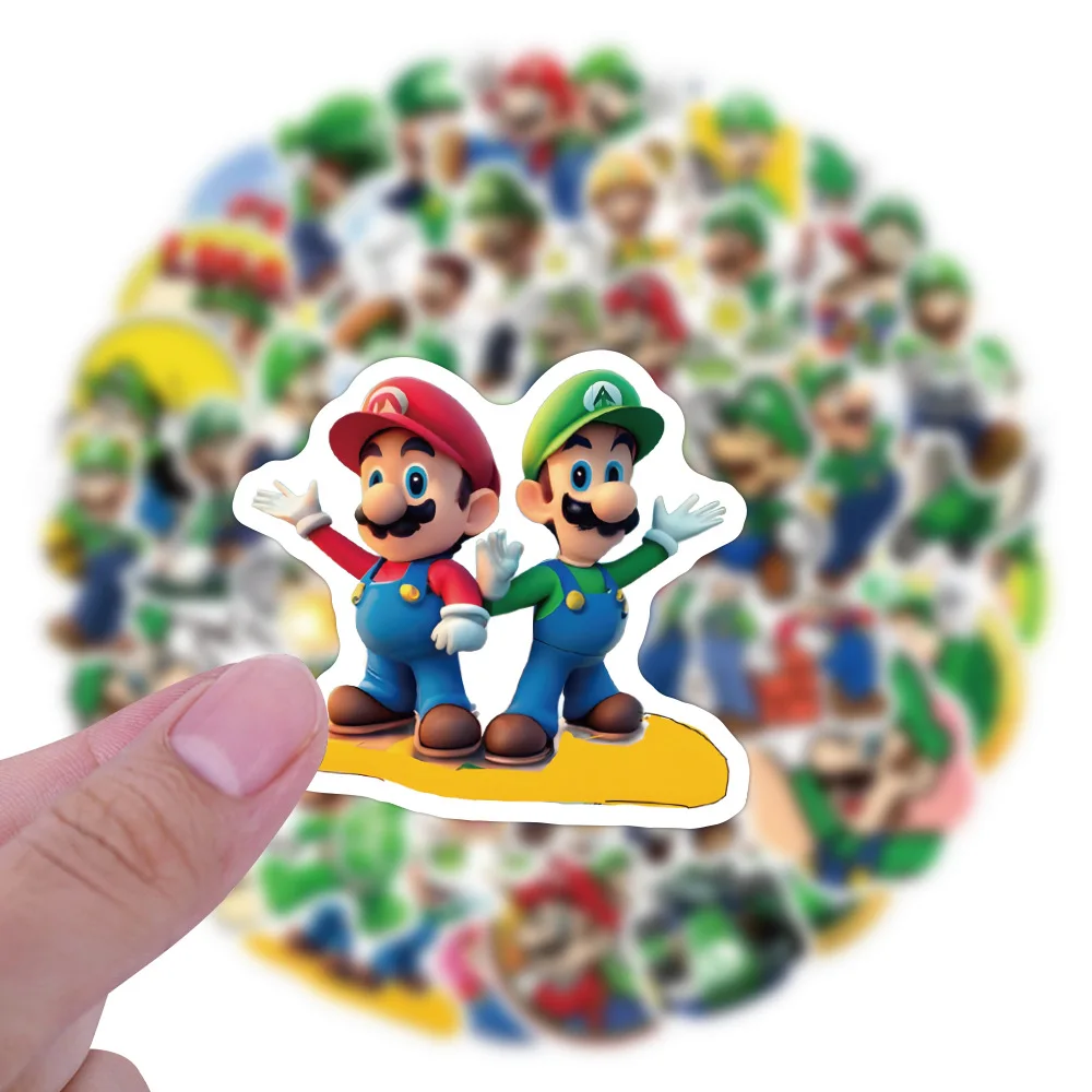 63Pcs/Set Super Mario Bros Stickers Kawaii Luigi Skateboard Bicycle Guitar Laptop Waterproof Stiker Anime Stickers Graffit