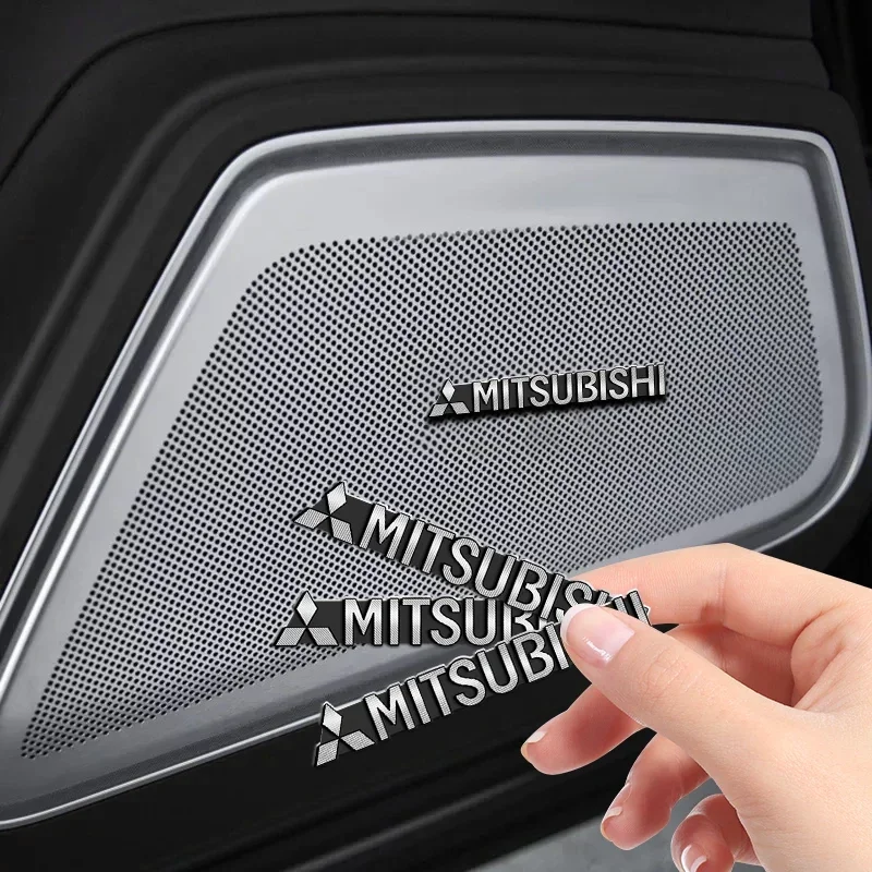 4pcs 3D Car Audio Sound Badge Sticker For Mitsubishi Logo ASX Outlander Lancer Pajero Eclipse Galant Mirage Styling Accessories