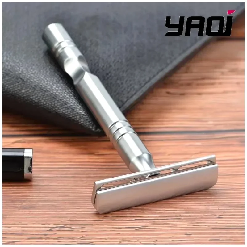 YAQI Mens Shaving Safety Razor Matte Chrome Color AC Blade Excalibur Single-edged With A Blade Gap Of 0.70mm Razor For Male
