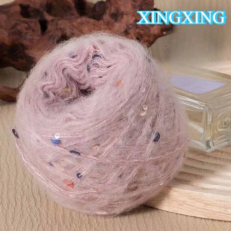 50g/Roll Sparkling Sequin Mohair Yarn DIY Woven Thread for Sweater Hat Multi Strand Wool Mohair Hand Knitting Crochet Yarn