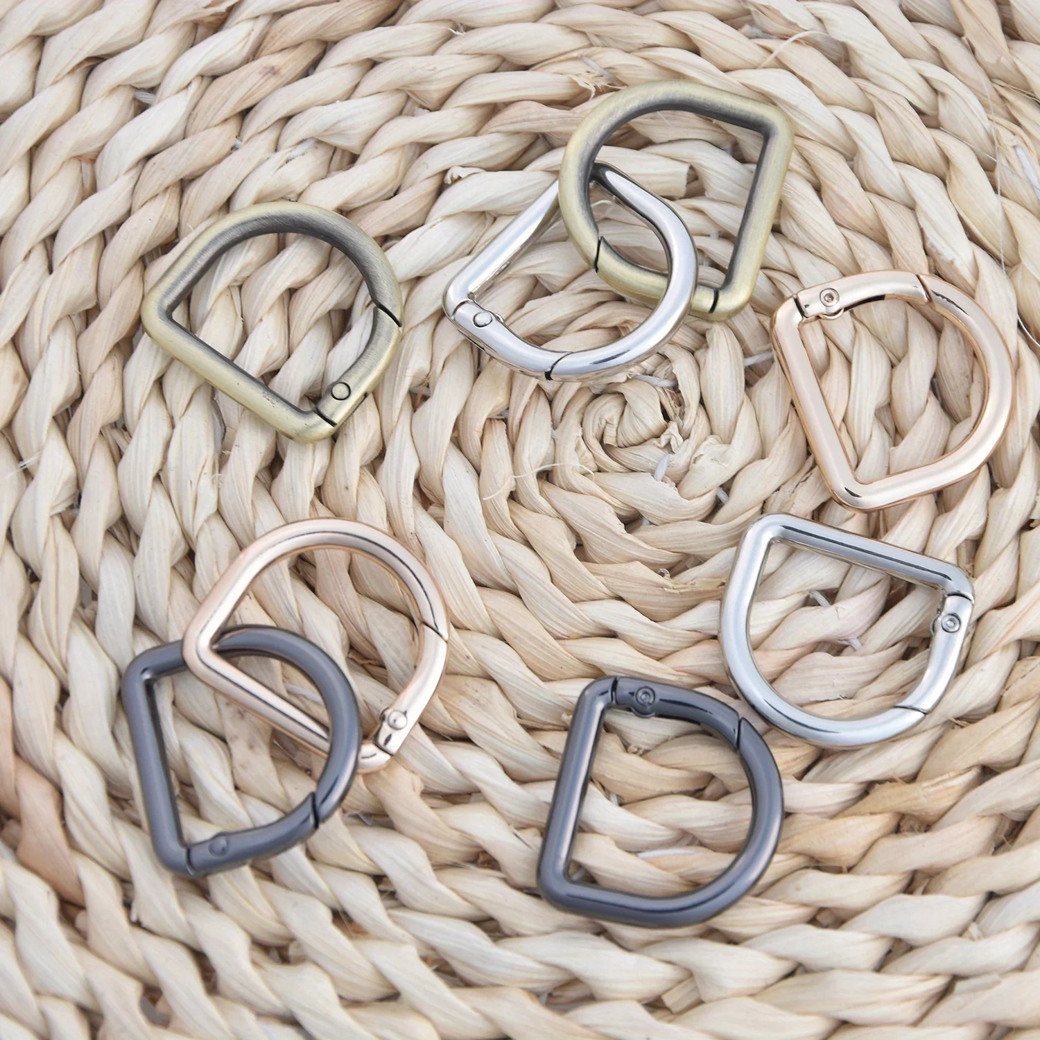 5Pcs D-shaped Spring Ring Clasp Key Hook Suitable for Belts Backpacks Handbags Wallet Straps