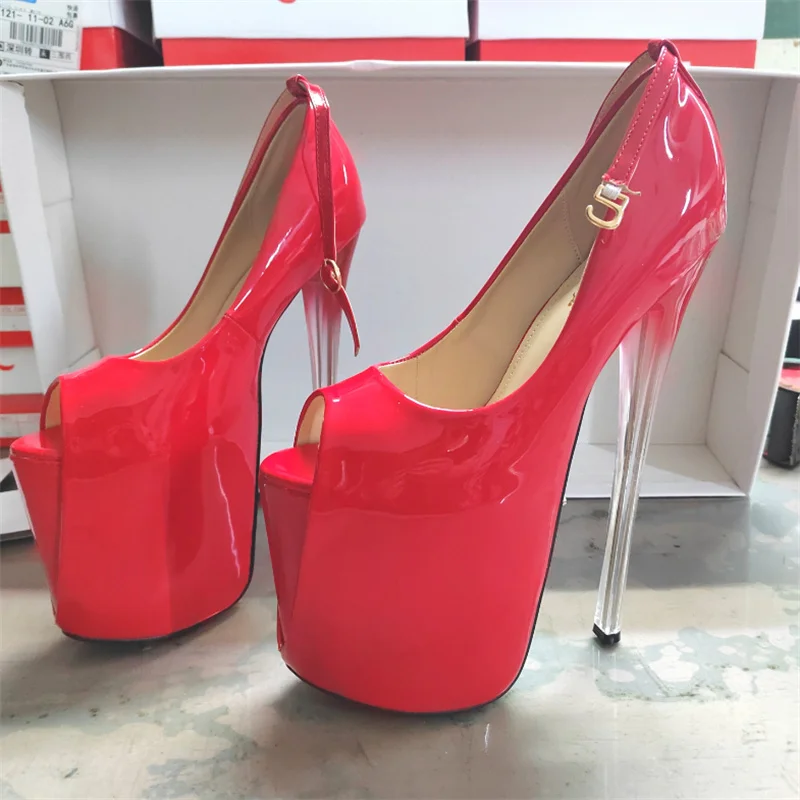 Customized Summer Platforms Catwalk Shows Sandals 22cm Thin High Heels Sexy Peep Toe Club Pumps Women Buckle Wedding Shoes