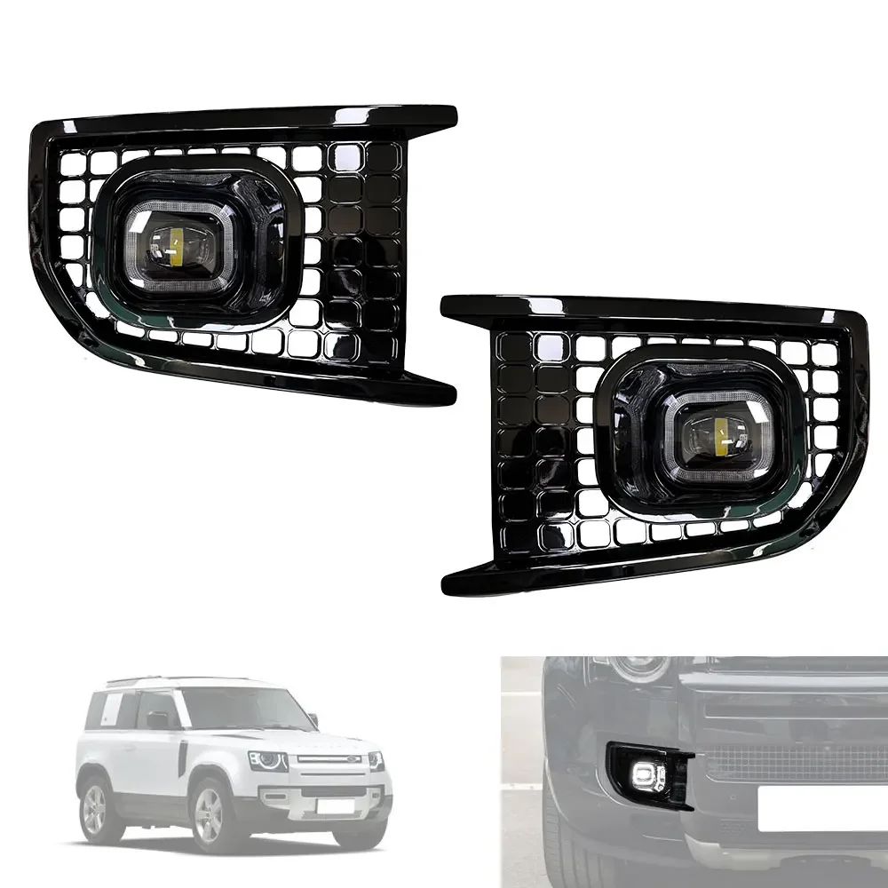 New Car LED Fog Lights Kit Daytime Running Fog Light With Lamp Cover Harness For Land Rover Defender 90 110 2020 2024