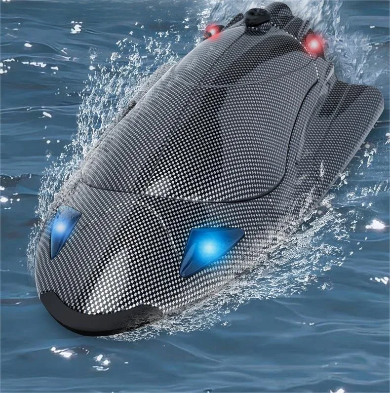 

Carbon fiber pattern speedboat 2.4G full-scale remote control with light capsize reset electric water-cooled turbojet boat