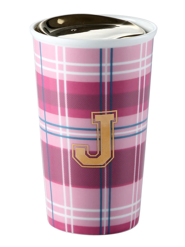 

New Design 350 Mlwholesale Ceramic Letter Coffee Thermos Double Wall Coffee Travel Mug