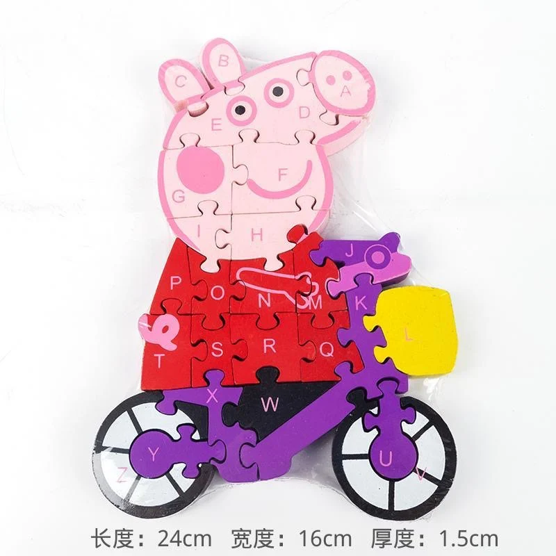 New Kawaii Peppa Pig Wooden Puzzle Anime Cartoon Cute Children's Educational Toys 3-6 Years Old Wooden Puzzle Girls Gifts