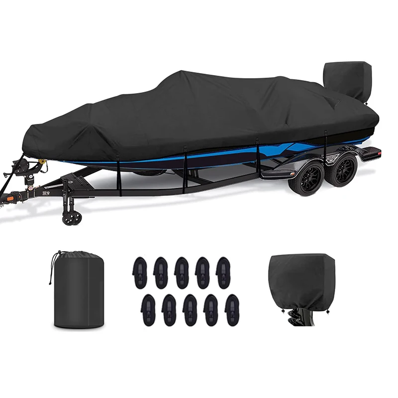

Заводской индивидуальный водонепроницаемый сверхмощный чехол для лодки 16-18,5 дюймов, дышащий уличный чехол из ткани Оксфорд 600d, V-образный чехол для лодки