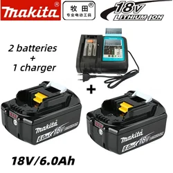 Makita-Bateria recarregável substituível, ferramenta elétrica, LED, íon de lítio, 6.0Ah, 18V, BL1860B, BL1860, BL1850, BL1830, BL1815, 100% original