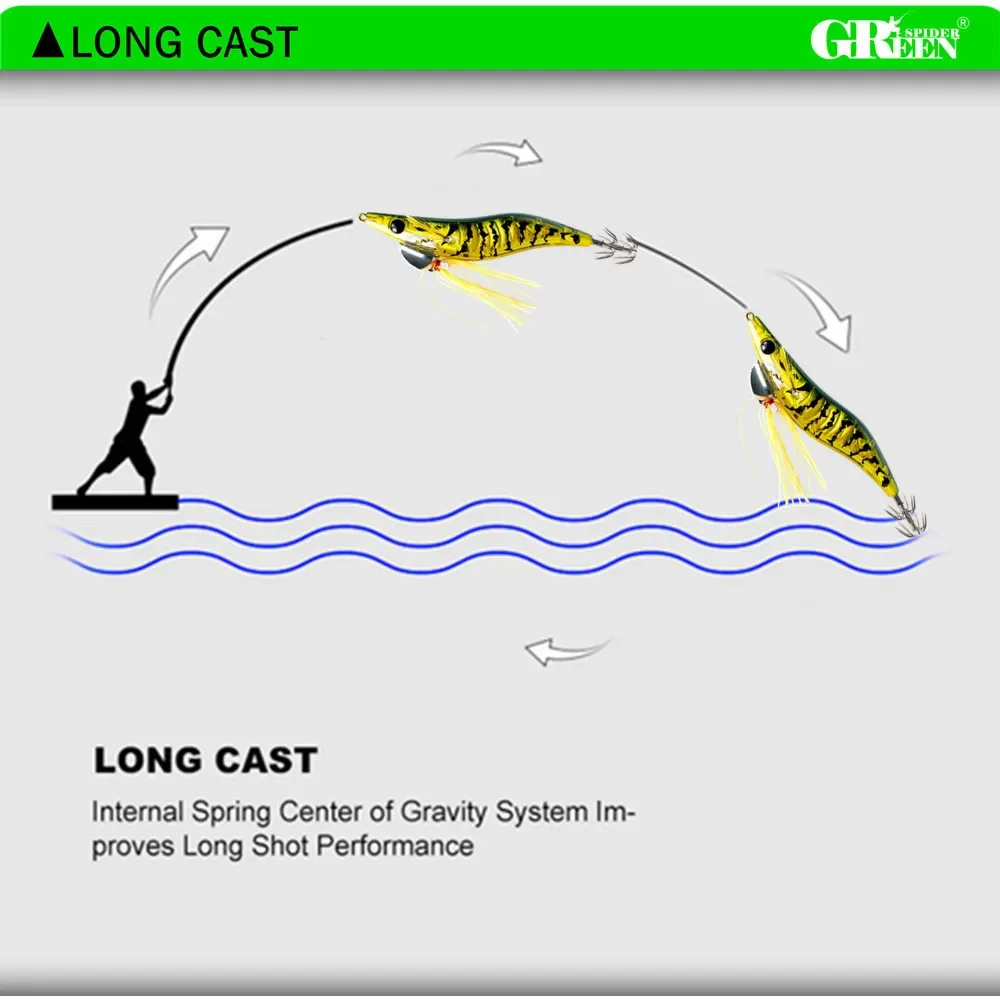 GREENSPIDER-Cebo de calamar luminoso, anzuelo Artificial que se hunde para pulpo, sepia, mar, 105mm, 21g