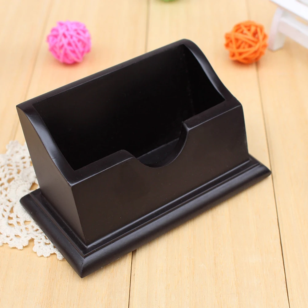 Tarjetero de madera para tarjetas de visita, caja compacta para notas, tarjetas, fotos, almacenamiento, organizador de escritorio, papelería, caja superior de mesa
