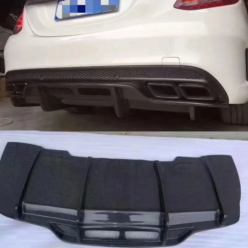 

For Benz W205 C260 C63 Real Carbon Fiber Rear Bumper Lip Diffuser Spoiler Car Body Kit