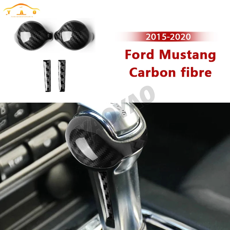 

Carbon Fiber Car Gear Shift Knob Cover Trim Sticker For Ford Mustang 2015 2016 2017 2018 2019 2020 2021 Accessories