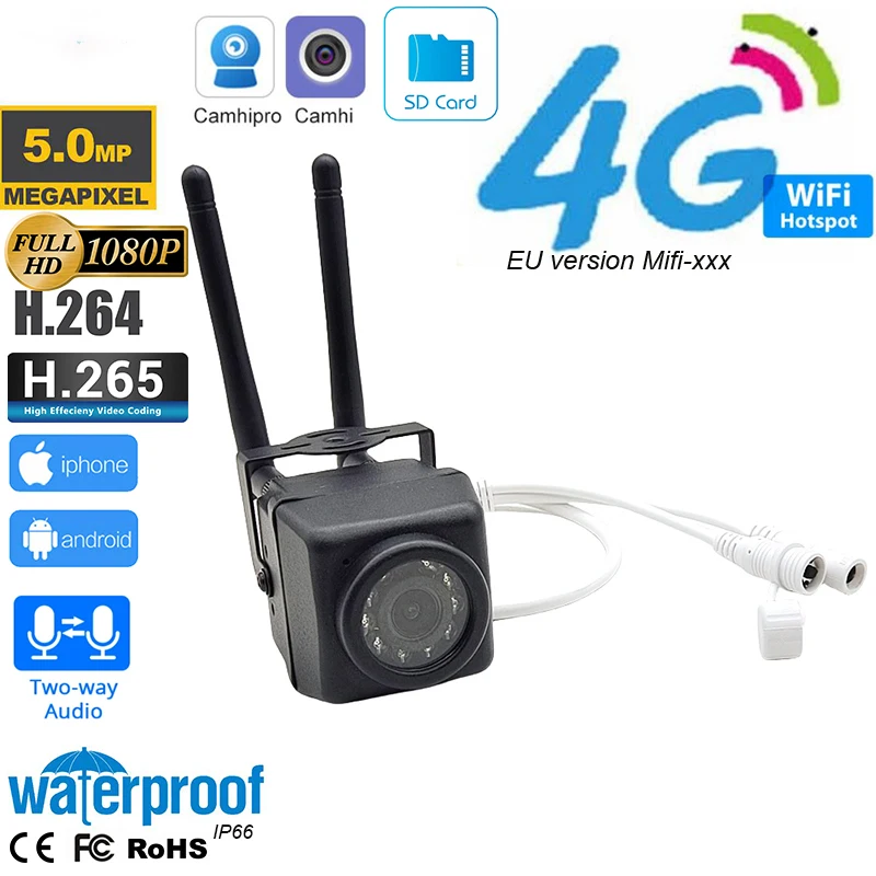 2MP 5MP 4G WIFI AP Mini Waterproof IP66 Outdoor TF Card Slot IR Night Vision Wireless IP Camera P2P Car Vehicle Fleet Bird Nest