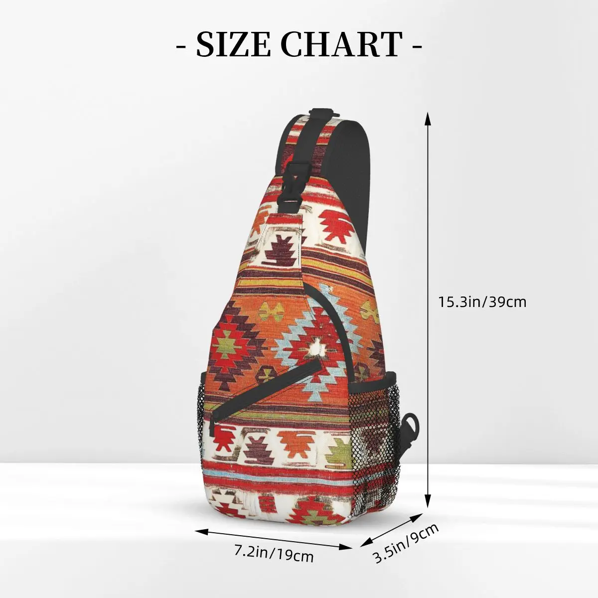 Konya Kilim Crossbody Sling Bag Small Chest Bag Bohemian Turkish Persian Shoulder Backpack Daypack Hiking Outdoor Sports Pack